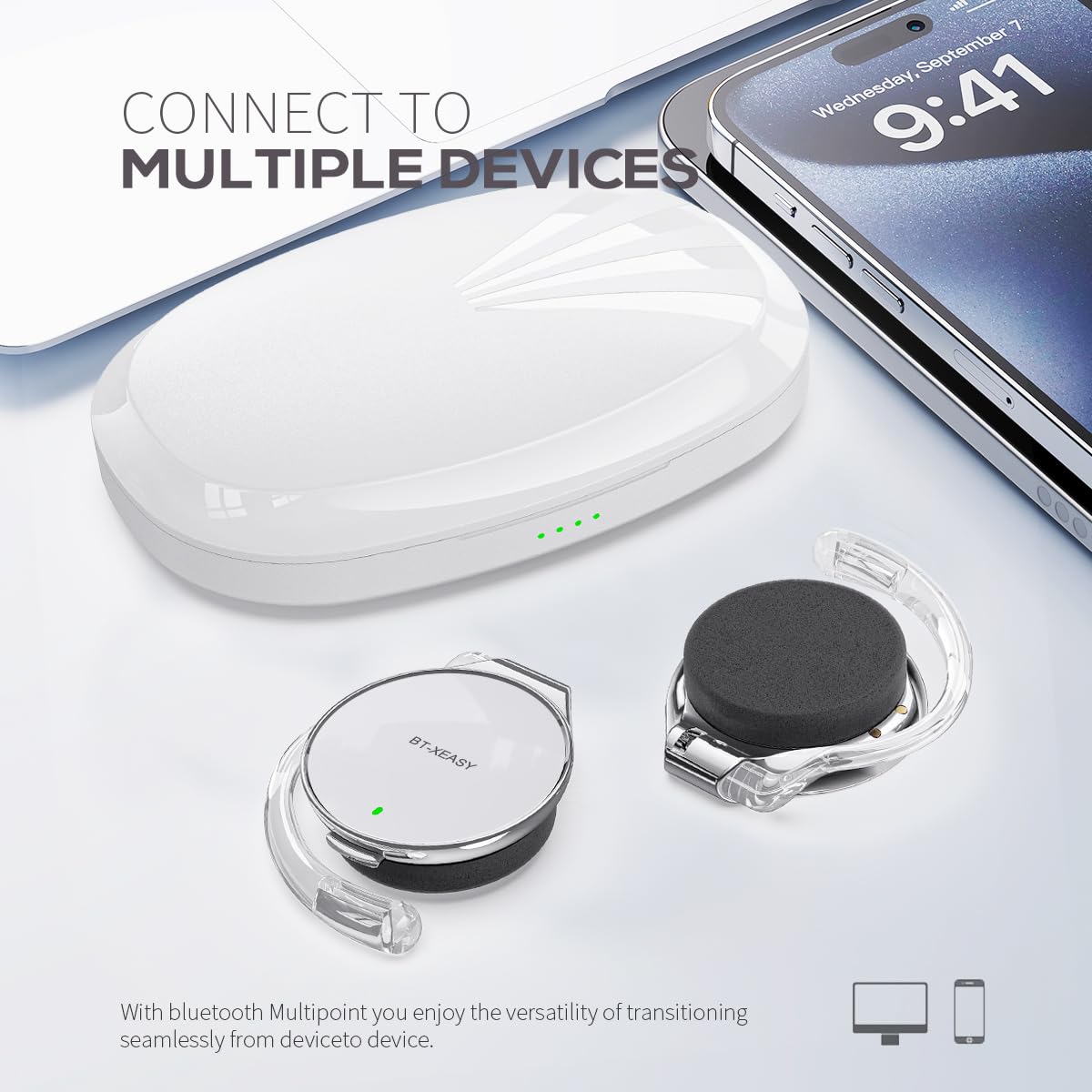 Open Ear Headphones Wireless 52hrs Bluetooth 5.4 Over Ear Hooks Headphones Earbuds with Microphone Ear Clip Earbuds Simultaneously Connect 2 Devices…