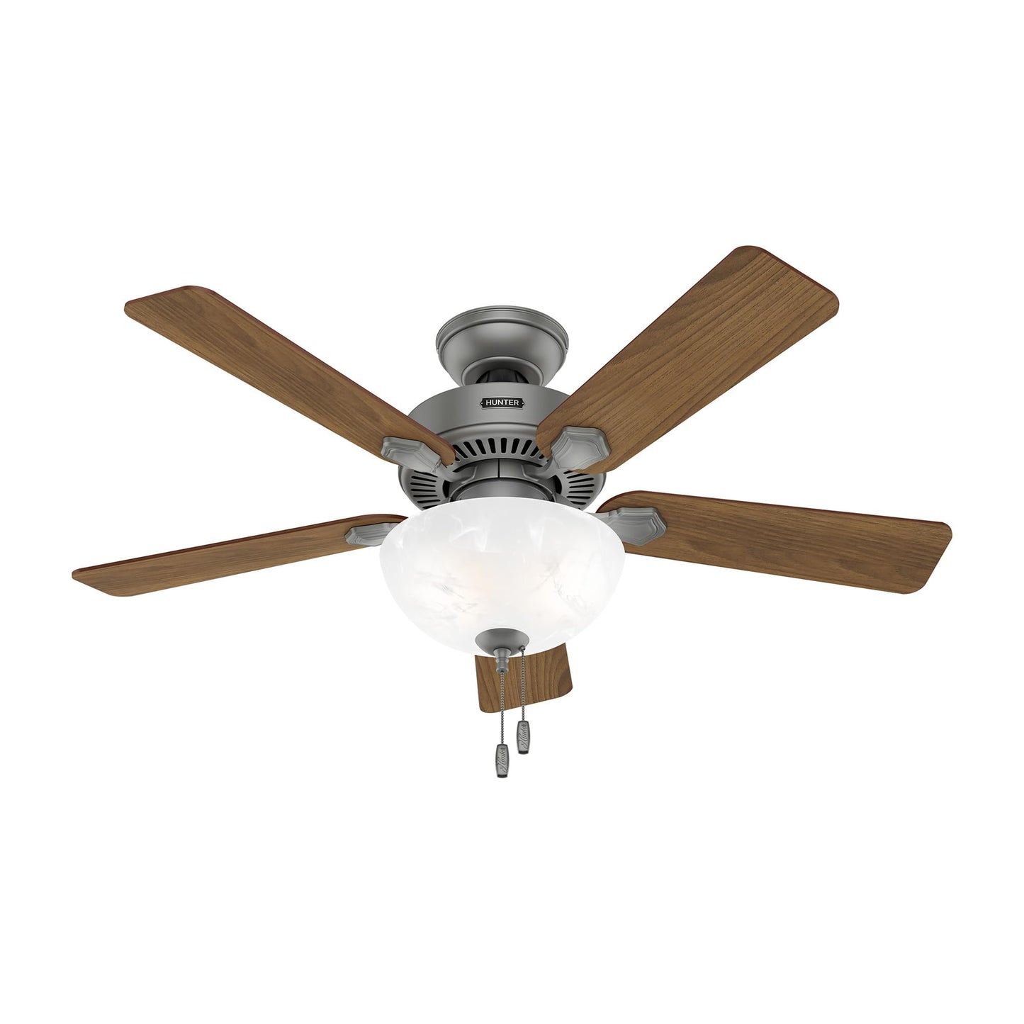 Hunter Swanson ENERGY STAR with LED Bowl 44 inch Matte Silver - Autumn Walnut