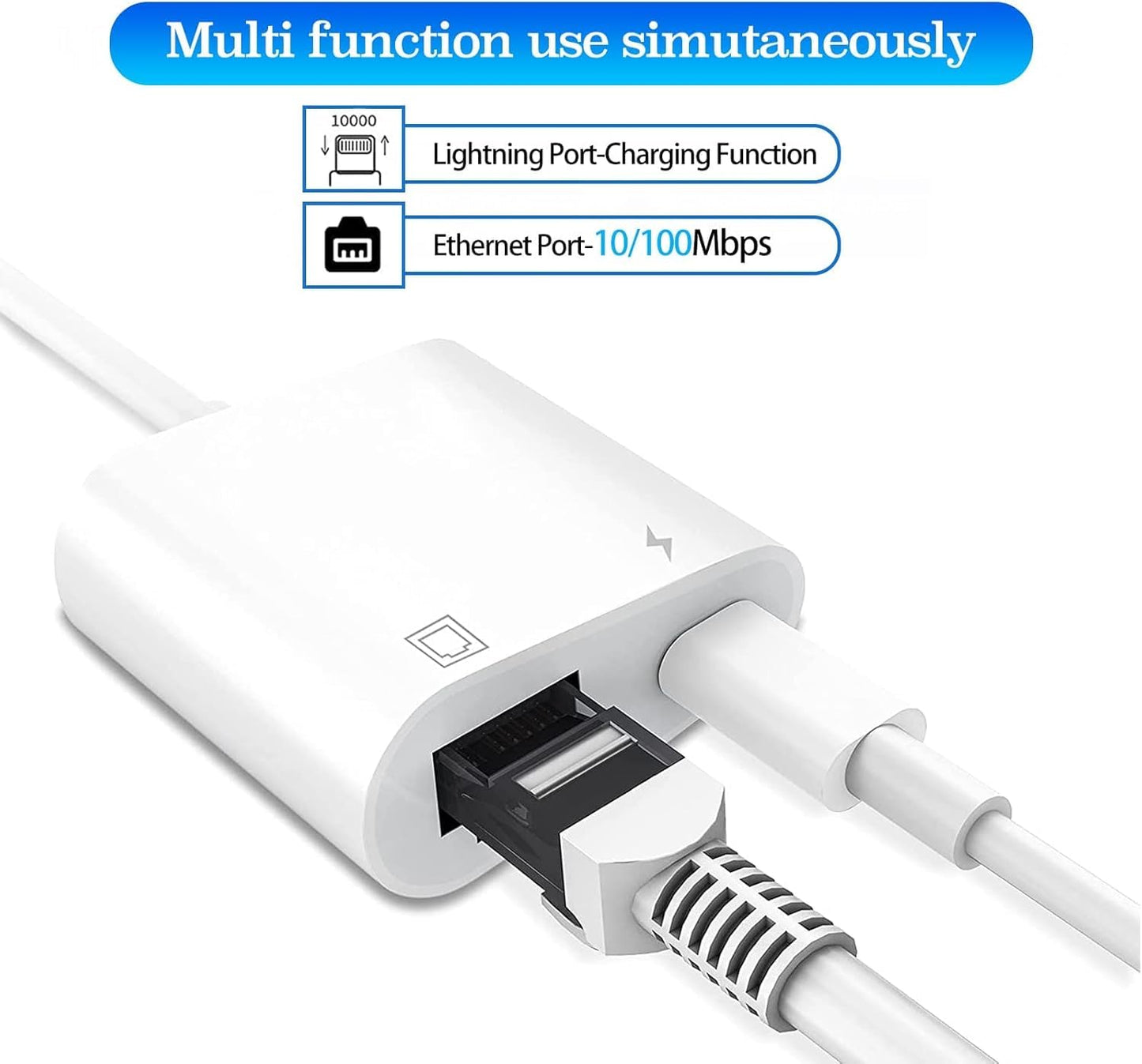 Lightning to Ethernet Adapter with Charging for iPhone/iPad [Apple MFi Certified] 2 in 1 RJ45 Ethernet High Speed iPhone LAN Network Adapter Support
