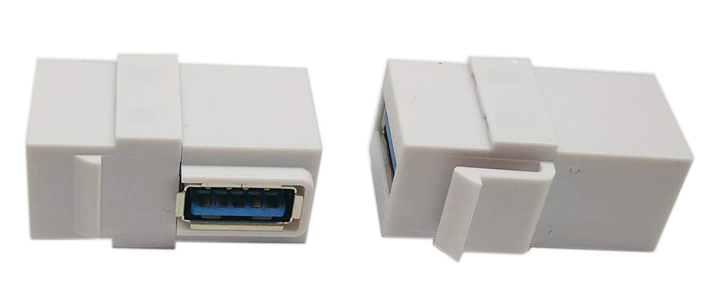 USB 3.0 Keystone Jack Inserts, zdyCGTime (2-Pack) 90 Degree Right Angled USB 3.0 Adapters Female to Female Connector for Wall Plate Outlet Pane…