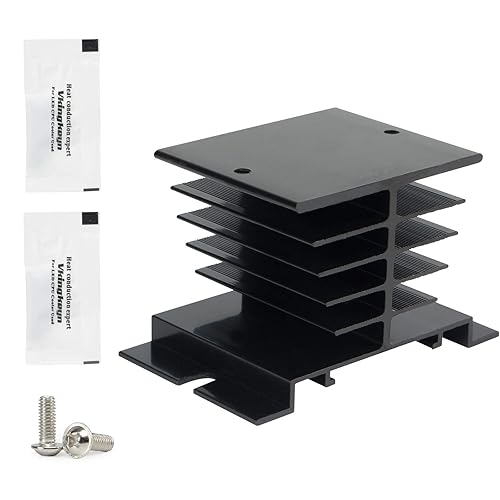 CGELE 1PCS Aluminum Heat Sink SSR Black Radiator Dissipation for Single Phase Solid State Relay 10A,25A,40A…