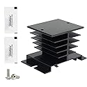 CGELE 1PCS Aluminum Heat Sink SSR Black Radiator Dissipation for Single Phase Solid State Relay 10A,25A,40A…