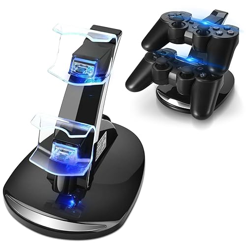 TNP Compatible with PS3 Controller Charger Stand for Sony Playstation 3 Controller compatible with Dualshock 3 Charging, 2 Tier Docking Station Stand