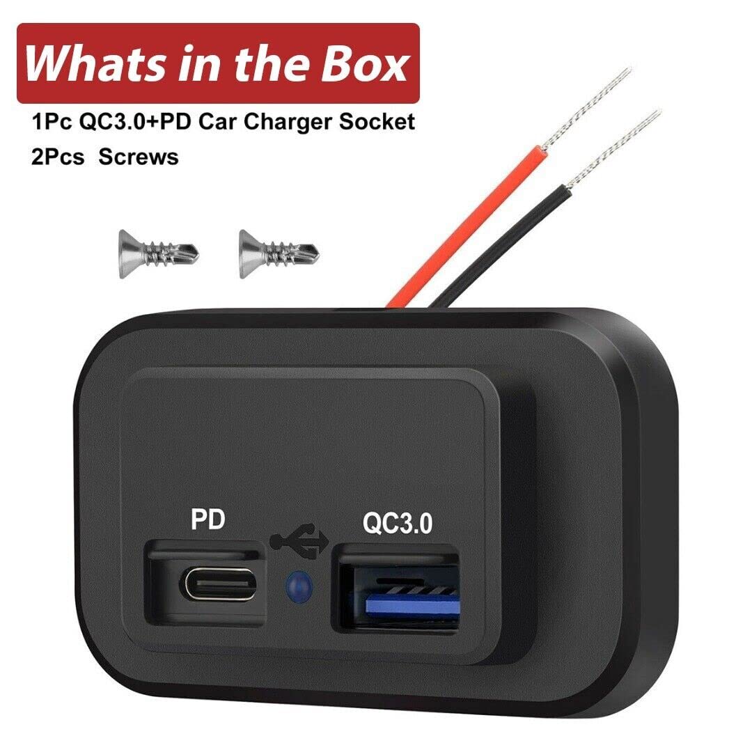 “Dual Quick Charge 3.0 & PD USB Outlet for RV | 12?24V 4.8A Car & Boat USB Socket Charger | Dual Port Fast Charger for RV, Marine, ATV, Motorcycle
