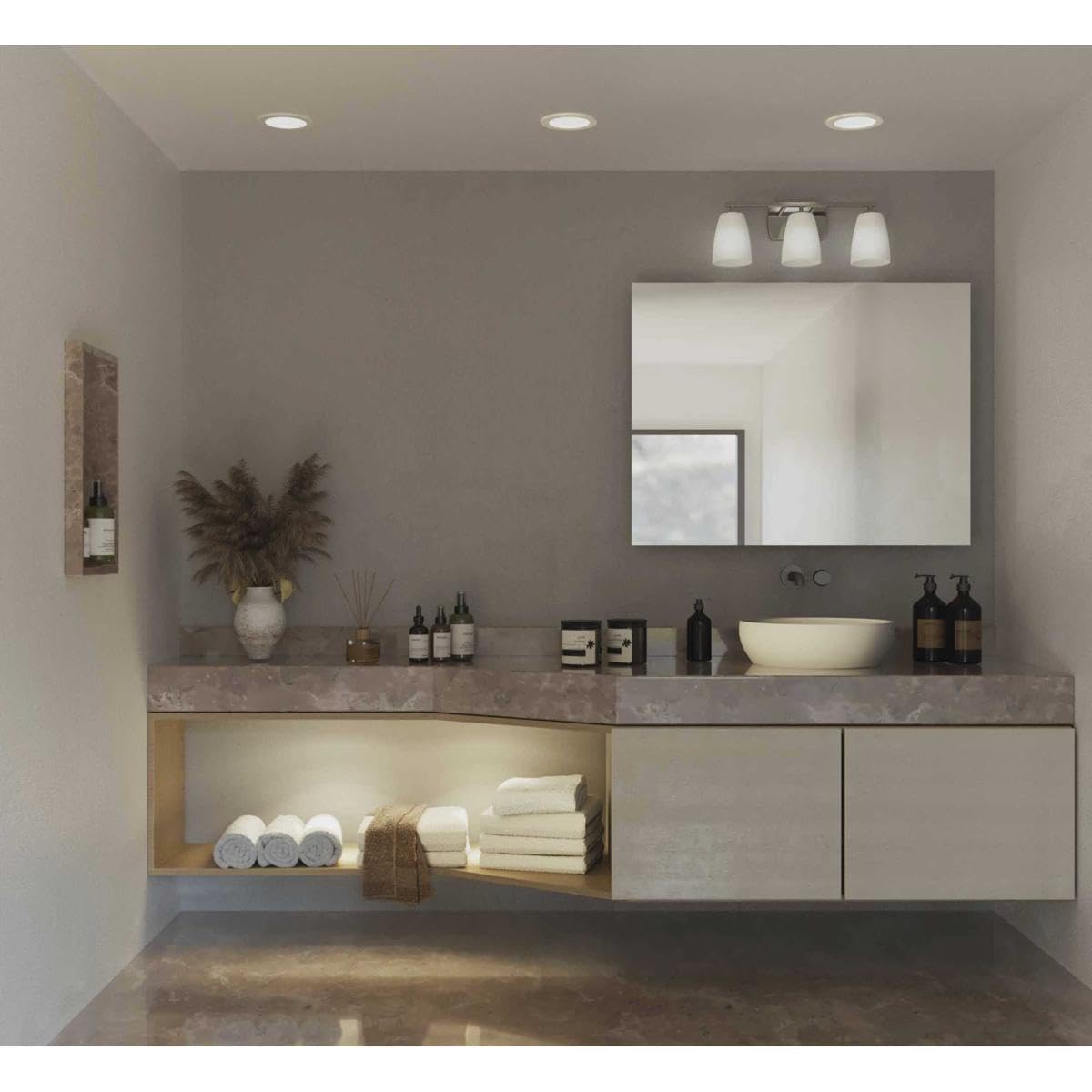 Progress Lighting Leap Collection 3-Light Etched Glass Modern Bath Vanity Light Brushed Nickel