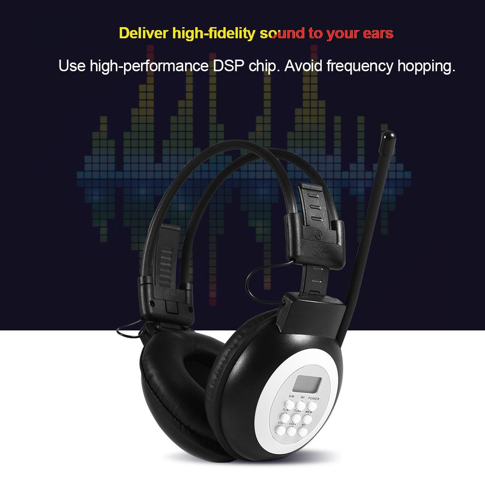 ASHATA Over Ear Foldable Head Mounted /Wired Headphone Noise Cancelling HiFi Headset FM Radio with Flexible Antenna Ideal for Audio Room, Learning…