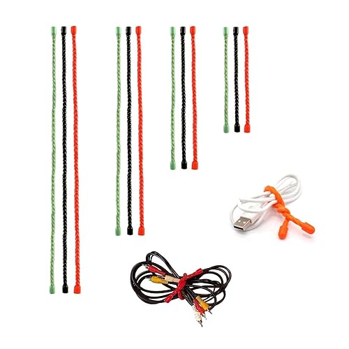 Silicone Twist Ties, Silicone Cable Ties,12pcs Steel-Core Rubber Twist Tie, Reusable Twist Ties for Cords Wire, Cable Tie Straps Organizer. 3 4 6
