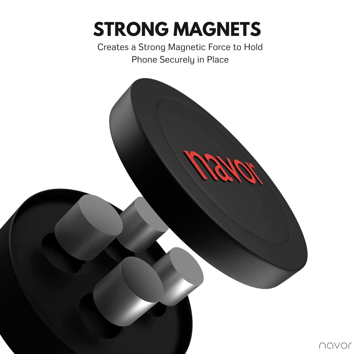 Navor Universal Air Vent Magnetic Car Mount in Black, 2 Pack, Compatible with iPhone 7 Plus, Magnetic Phone Holder for Cars