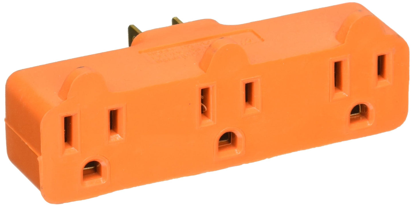 Powerzone ORAD0100 Grounded Outlet Tap, 3 Outlet, Orange