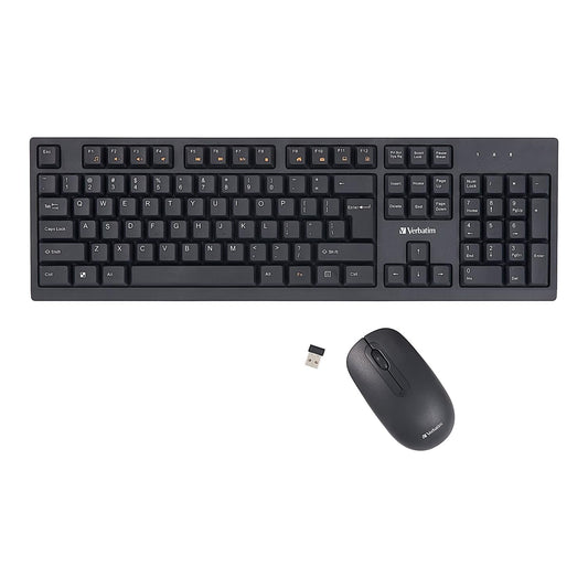 Verbatim Wireless Keyboard and Mouse Combo, USB-A, 2.4 GHz, 1000 DPI, Black