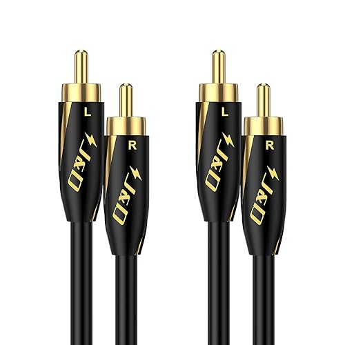 J&D Audiophiles RCA Cable, 24 AWG 2RCA Male to Male Stereo Interconnect Audio Cord, Gold-Plated Subwoofer Cable for Home Theater, HDTV, Amplifiers