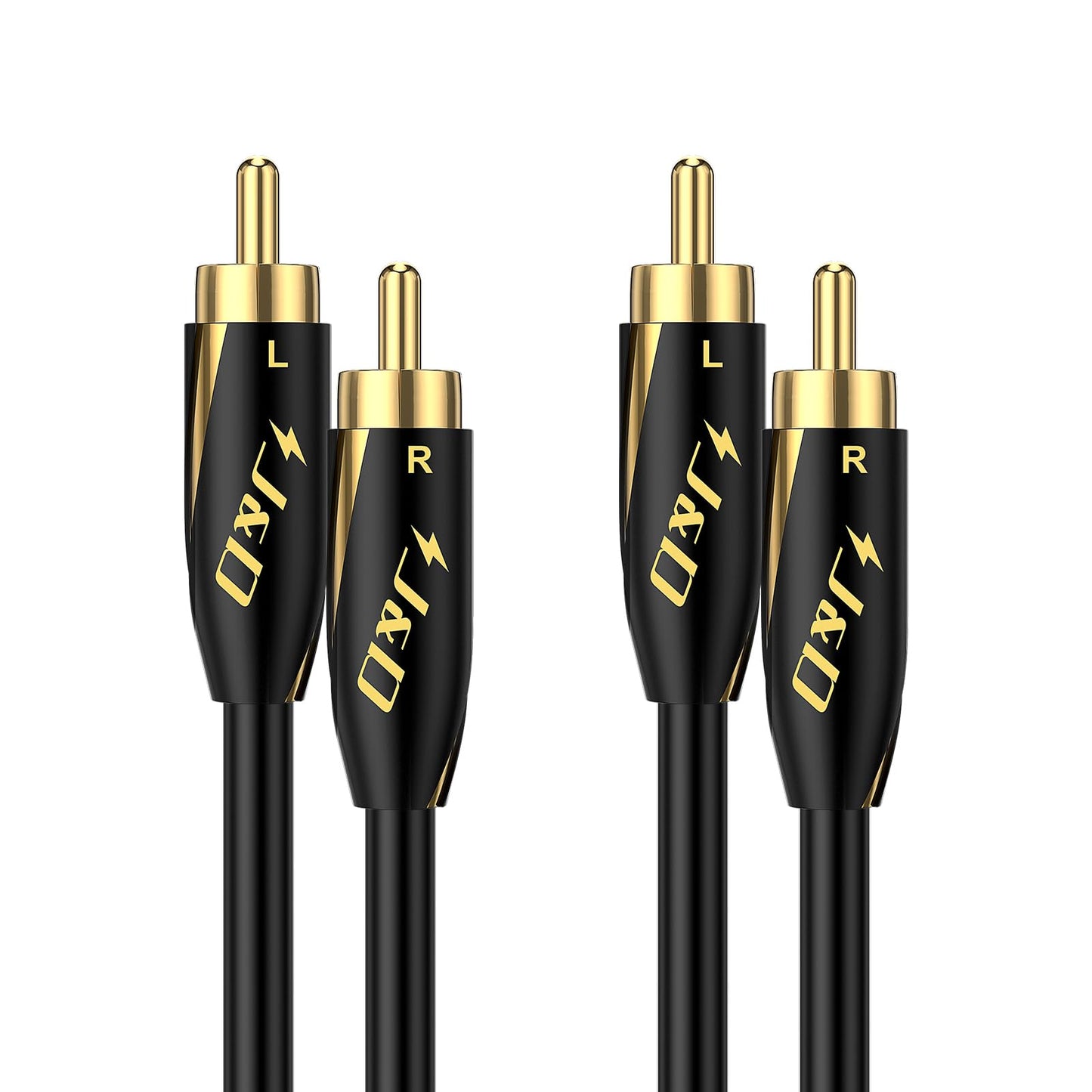 J&D Audiophiles RCA Cable, 24 AWG 2RCA Male to Male Stereo Interconnect Audio Cord, Gold-Plated Subwoofer Cable for Home Theater, HDTV, Amplifiers