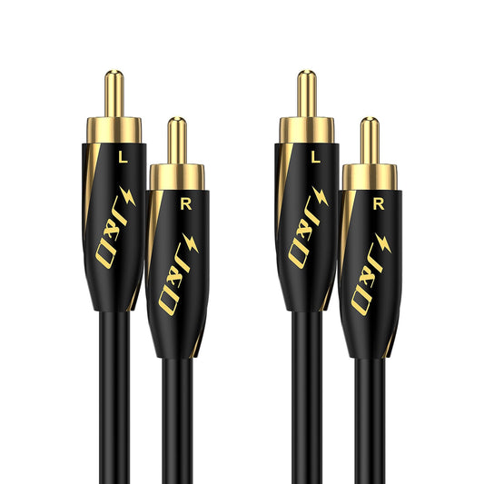 J&D Audiophiles RCA Cable, 24 AWG 2RCA Male to Male Stereo Interconnect Audio Cord, Gold-Plated Subwoofer Cable for Home Theater, HDTV, Amplifiers