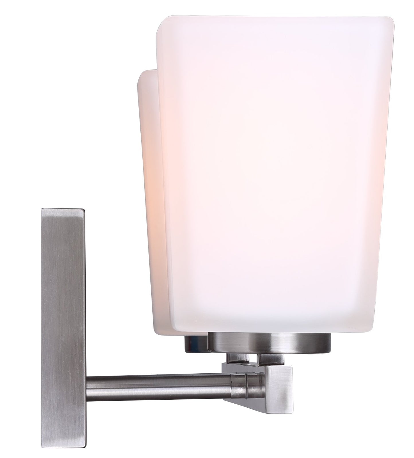 Canarm Hartley 2-Light Vanity Light in Brushed Nickel with Flat Opal Glass - Modern Bathroom or Powder Room Wall Fixture