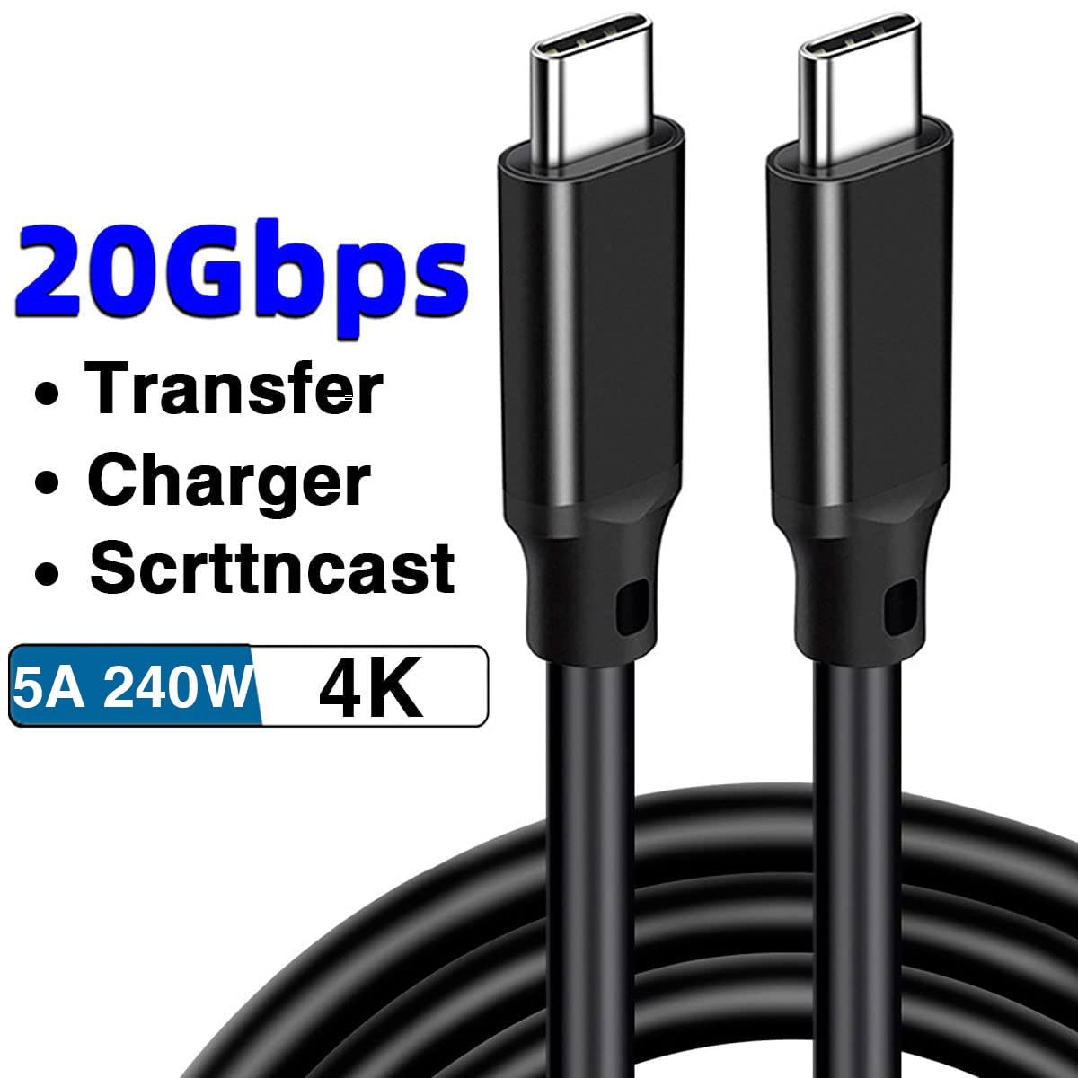 240W USB 3.2 Gen 2X2 Display Monitor Link Data Transfer Video Cable for Lepow Z1 15.6 In, InnoView, ASUS ZenScreen, KYY, Cocopar, Arzopa, AOC