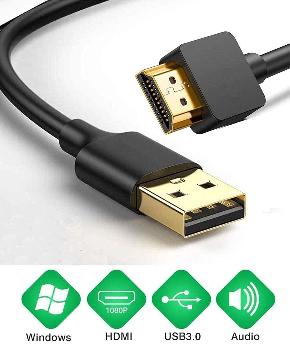 Bukeer USB to HDMI Cable 6.6FT, USB to HDMI Adapter for Monitor, USB 3.0 Male to HDMI Male Adapter for TV/DVD Player/Projector