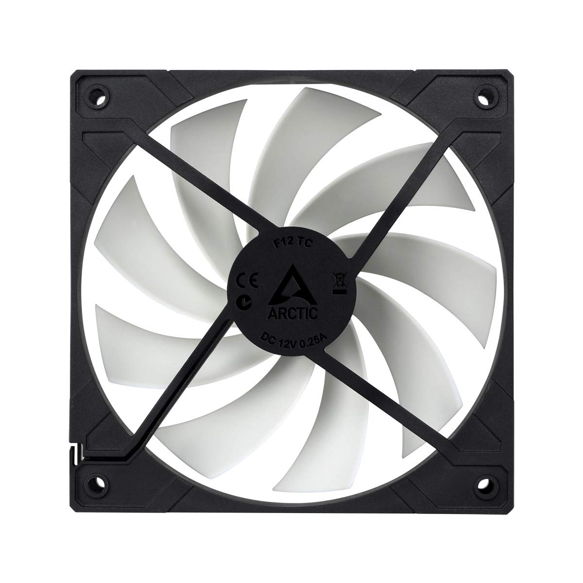 ARCTIC F12 TC - 120 mm Case Fan with Temperature Control, Quiet Motor, Computer, Fan Speed: 300-1350 RPM - Black, White