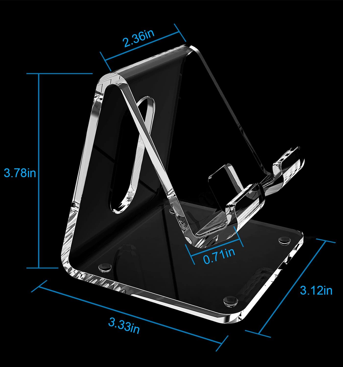 Crpich Acrylic Cell Phone Stand, Portable Phone Holder, Clear Phone Stand for Desk, Compatible with Phone16 15 14 13 12 Pro Max 11 Xr Plus SE, Switch