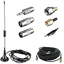 LACUCINO 75 ohm FM Antenna, Outdoor Antenna WiFi Stereo TV Indoor, 1.5m SMA-Male Connector Magnetic Transmitter Cable, 16.4Ft Extension Cable