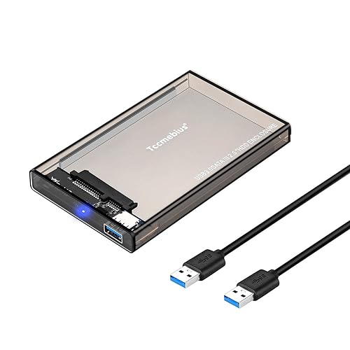 Tccmebius 2.5'' Hard Drive Enclosure USB 3.0 to SATA HDD External Case Housing for 2.5 Inch 9.5mm 7mm SATA III HDD SSD Up to 6TB, Tool-Free, Support