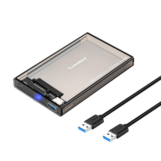 Tccmebius 2.5'' Hard Drive Enclosure USB 3.0 to SATA HDD External Case Housing for 2.5 Inch 9.5mm 7mm SATA III HDD SSD Up to 6TB, Tool-Free, Support