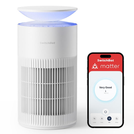 SwitchBot Air Purifier for Home Large Room, Matter, Up to 3620 ft², Air Purifier for Wildfire Smoke, Pets, Odors, 20dB, Washable Pre-filter, Pet Mode