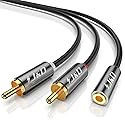 J&D 3.5mm to RCA Adapter Cable, Gold Plated 3.5mm Female to 2 RCA Male Stereo Audio Y Cable for Record Player, Speakers, Home Theater, Smartphone