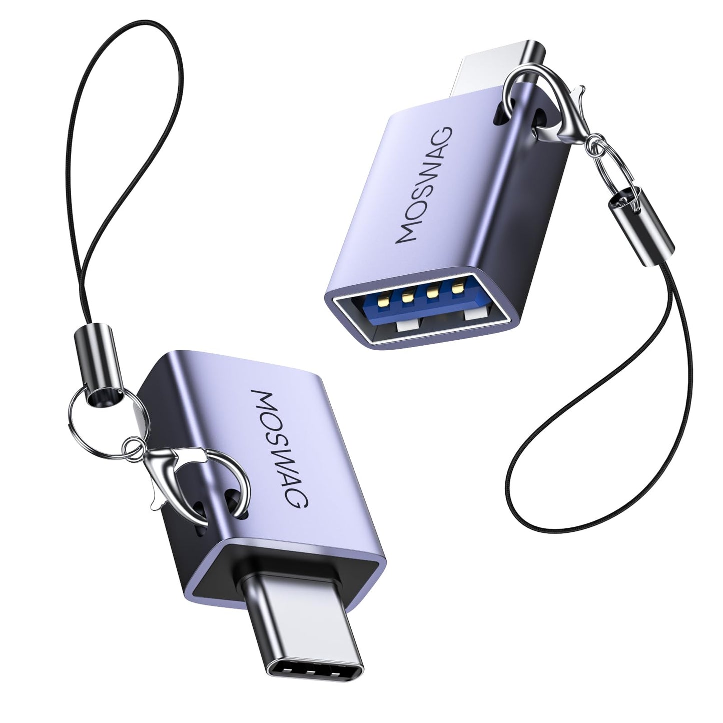 MOSWAG 2 Pack USB C to USB Female Adapter, USB 3.0 to Thunderbolt 3 OTG Adapter Compatible with iPhone 16 15 Max,MacBook Pro Air,Mac,iPad,Microsoft…