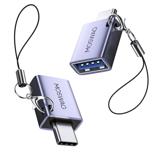 MOSWAG 2 Pack USB C to USB Female Adapter, USB 3.0 to Thunderbolt 3 OTG Adapter Compatible with iPhone 16 15 Max,MacBook Pro Air,Mac,iPad,Microsoft…