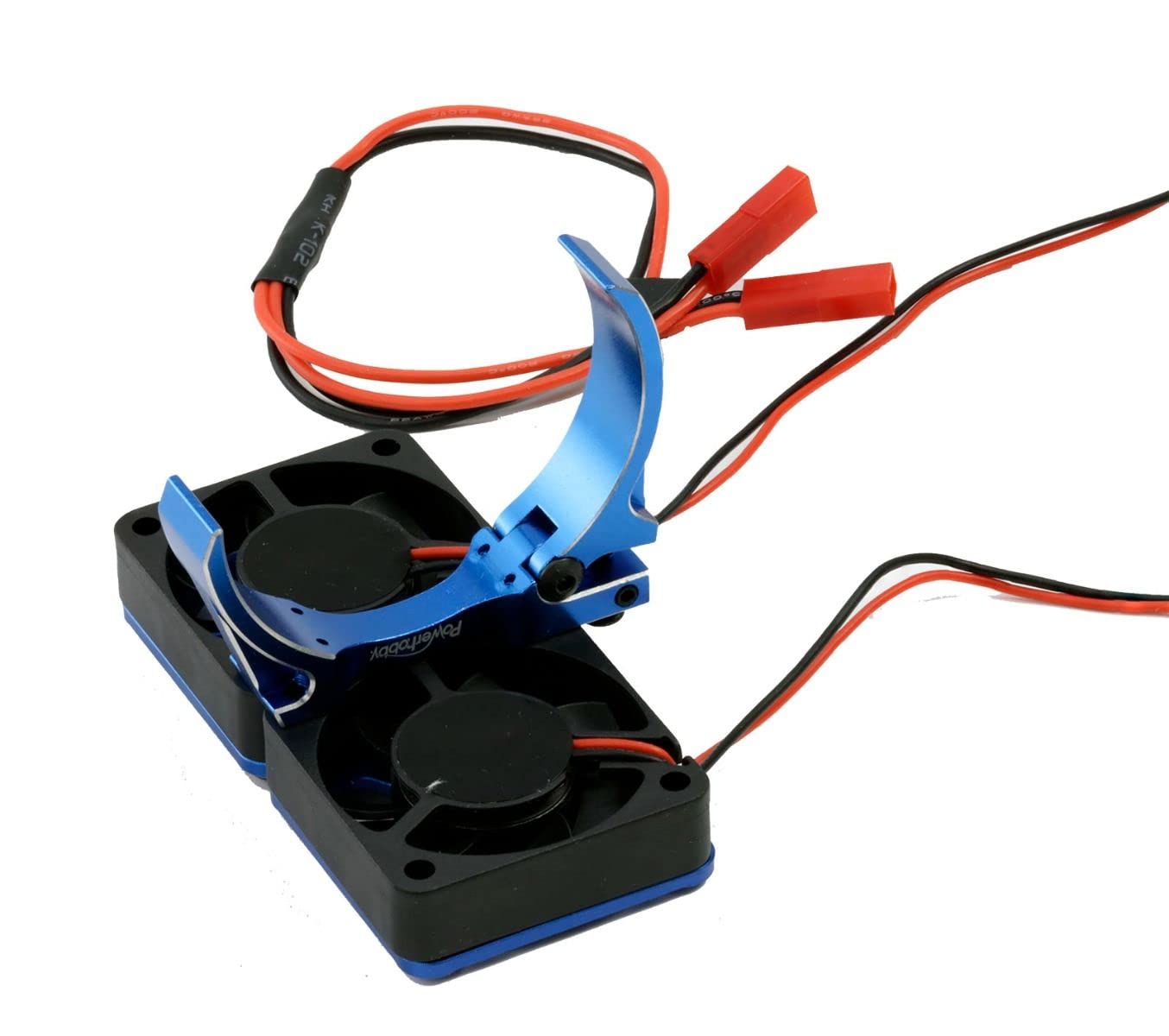 Powerhobby 1/10 Car/Truck Aluminum Heatsink 30mm Twin Turbo Cooling Fans with Motor Mount (Blue)