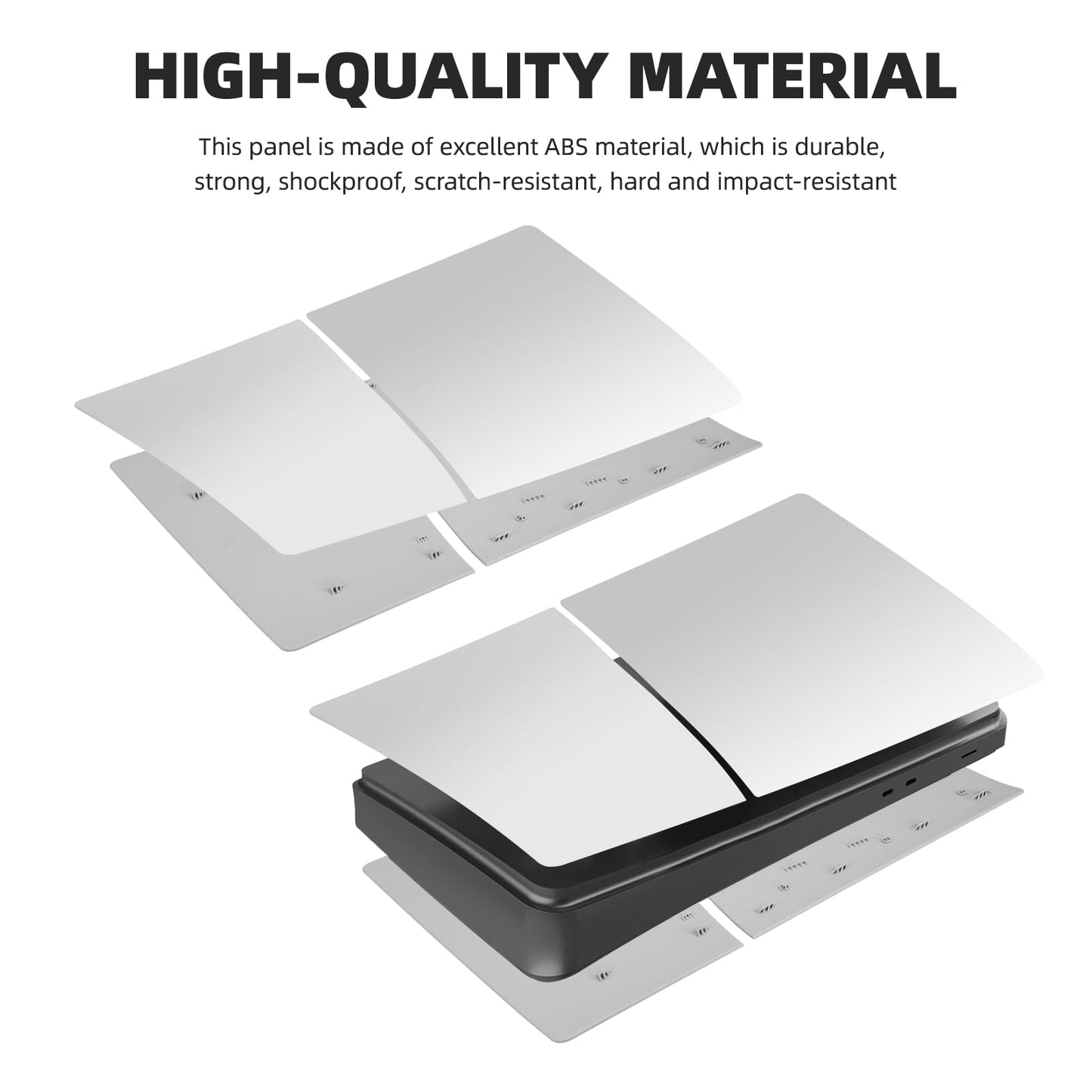 YIBEICO 4PCS Faceplate Replacement for PS5 Slim Digital Edition,Side Plate Shell Accessories,Hard Shockproof,Anti-Scratch Dustproof,ABS Case,White