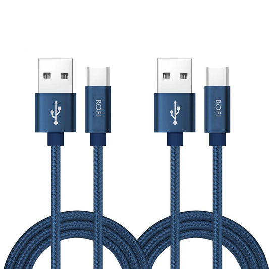 RoFI USB Type C Cable, [2Pack] 4FT USB C Cable Nylon Braided Fast Charging for Galaxy S10 S9 S8 Plus Note 9 8, Pixel, Moto Z, LG V30 V20 G5, Xperia