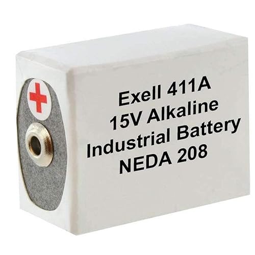 Exell 411A Alkaline 15V Battery Replaces NEDA 208, 10F20, BLR121, 411A ANSI 208 BA 331/U Burgess K10 Burgess U10 Eveready 10F20 Eveready B121…