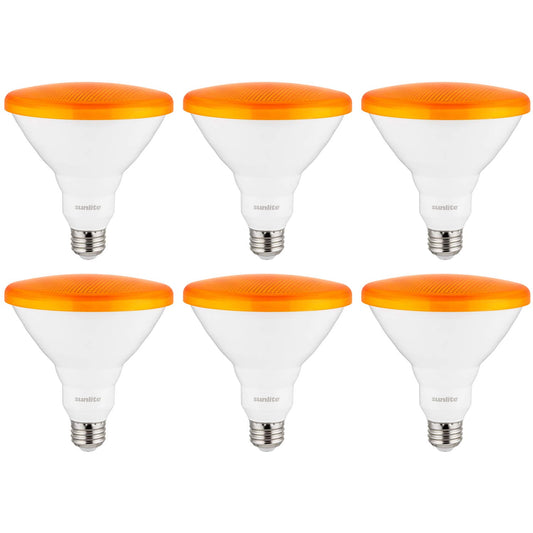 SUNLITE 41433-SU LED Orange PAR38 Spot Bulb 12 Watts, Medium (E26) Base, 35° Flood Beam, Decorative, Holiday Lighting, Turtle + Wildlife Friendly, ETL