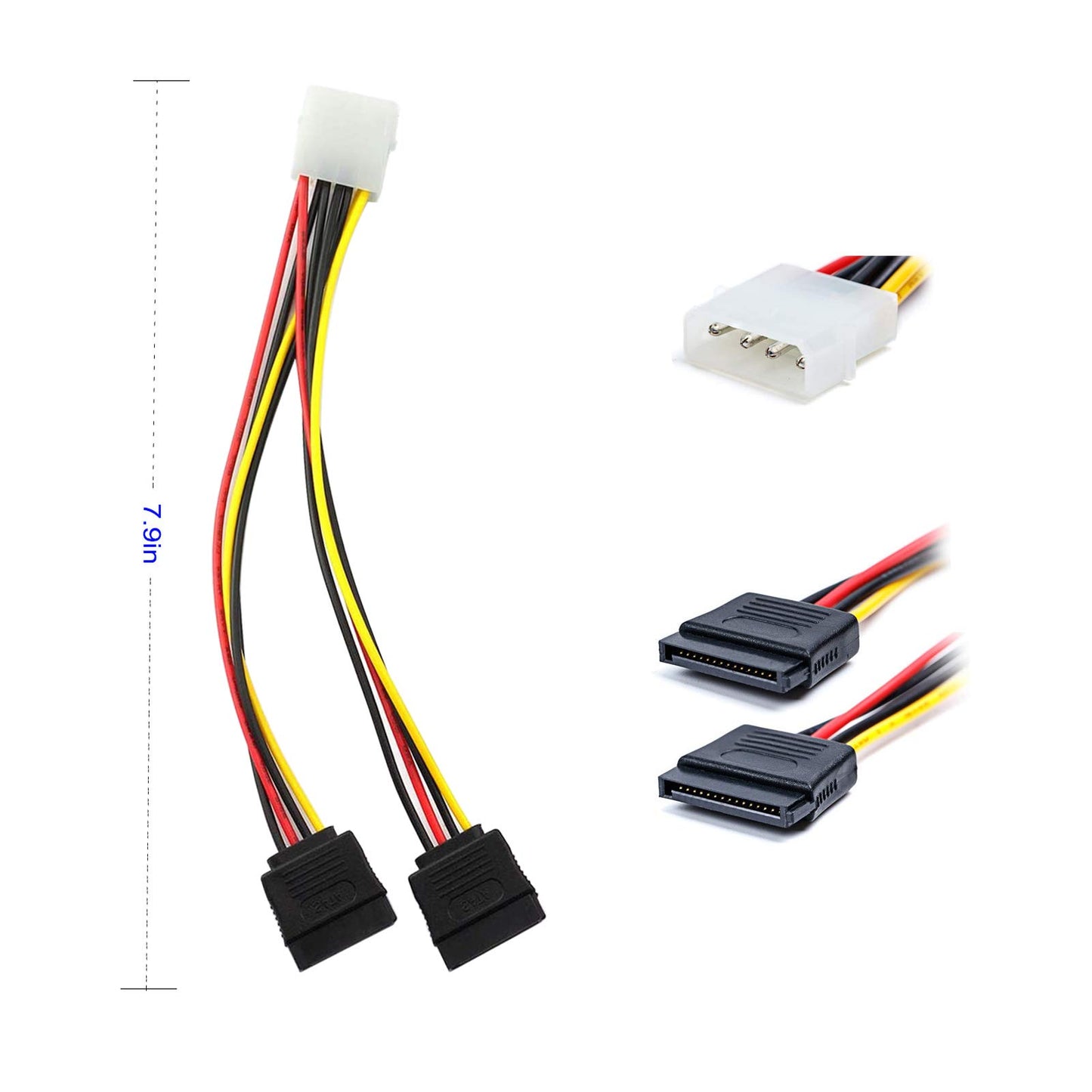KETAWA SATA Data Cable & 15 Pin Power Splitter Cable (4 Pack) - 6.0 Gbps High-Speed Data Transfer, Compatible with SATA Hard Drives, SSDs, Optical