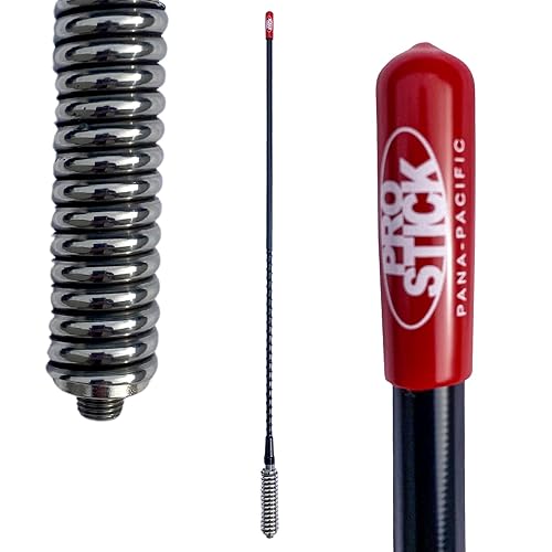 Prostick 2` Foot Fiberglass 1000 Watt - Black CB Radio Antenna with Heavy Duty Stainless Steel Spring