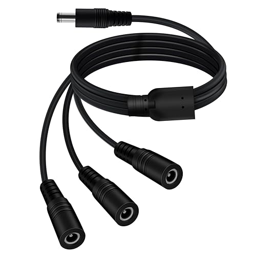 YINGAYOU DC 3 Way Splitter 5.5 x 2.1mm DC Splitter Cable 5V 6V 9V 12V 24V 3A, for Security Cameras, DVR, Router, Printer, LED Strip (1 to 3, 70 cm)