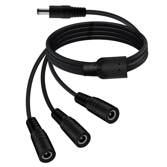 YINGAYOU DC 3 Way Splitter 5.5 x 2.1mm DC Splitter Cable 5V 6V 9V 12V 24V 3A, for Security Cameras, DVR, Router, Printer, LED Strip (1 to 3, 70 cm)