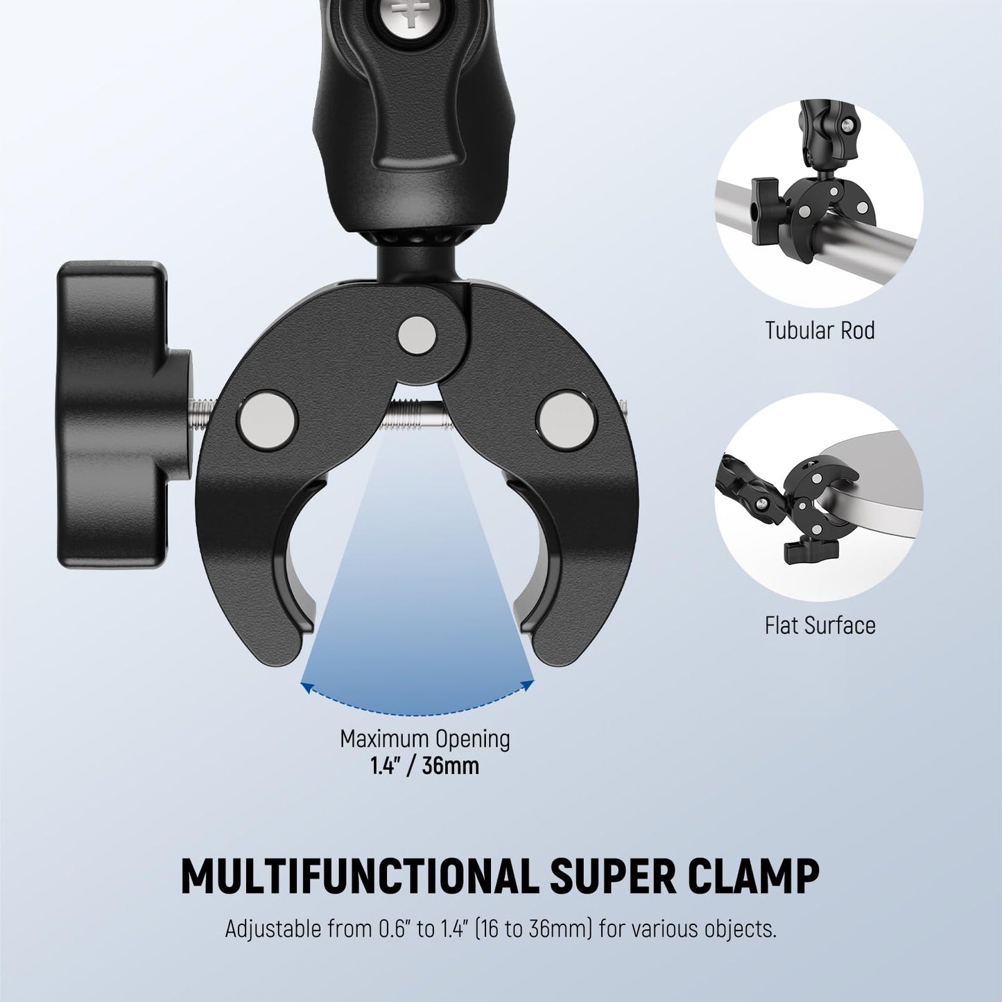 NEEWER Double Super Clamp Mount with Magic Arm, 360° Umbrella Flag Pole Clamp Holder for Desk Photo Studio Light Stand Photography Reflector Scrim