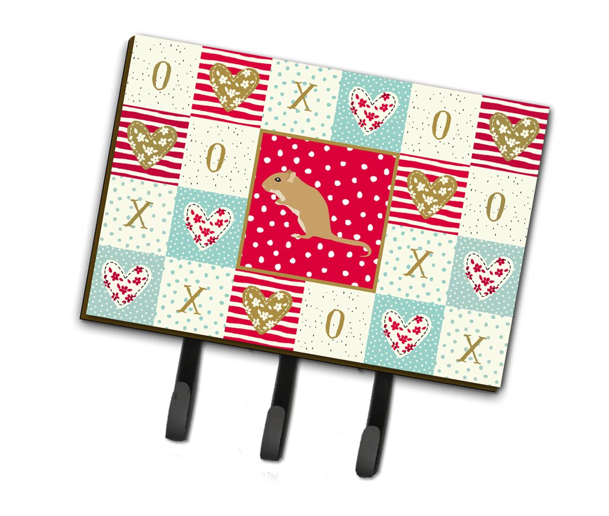 Caroline's Treasures CK5449TH68 Gerbil Mouse Love Leash or Key Holder, Red, Wall Hooks, Key Hooks Holder, Coat Rack Wall Mount, Coat Hooks, Hooks