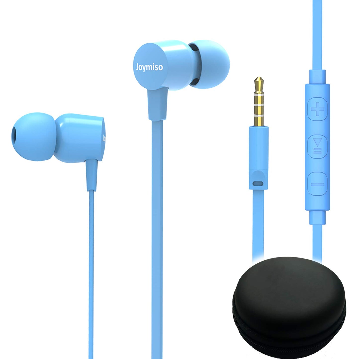 Joymiso Tangle Free Earbuds for Kids Women Small Ears with Case, Comfortable Lightweight in Ear Headphones, Flat Cable Ear Buds Wired Earphones