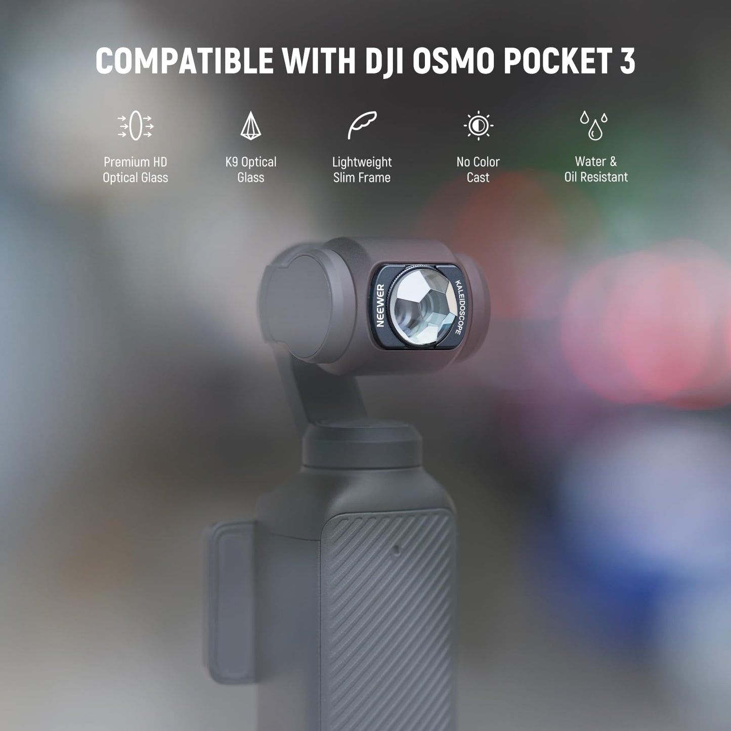NEEWER Kaleidoscope Prism Filter Compatible with DJI Osmo Pocket 3 Creator Combo Accessories, Magnetic Multicoated HD Optical Glass Gimbal Camera Lens