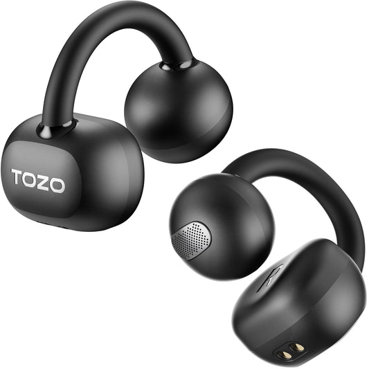 TOZO OpenEarRing True Open Ear Earbuds, Lightweight Comfort Open Ear Clip Wireless Earbuds, 40H Play Bluetooth 5.4 Headphones with Smart Digital