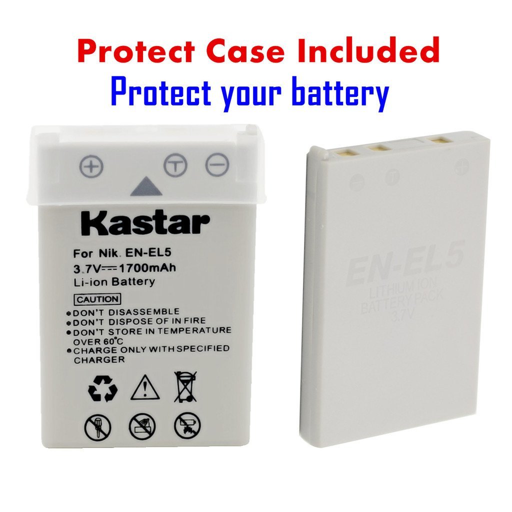 Kastar Battery 3-Pack + Charger Kit Replacement for Nikon EN-EL5, MH-61 and Nikon Coolpix 3700, 4200, 5200, 5900, 7900, P3, P4, P80, P90, P100, P500