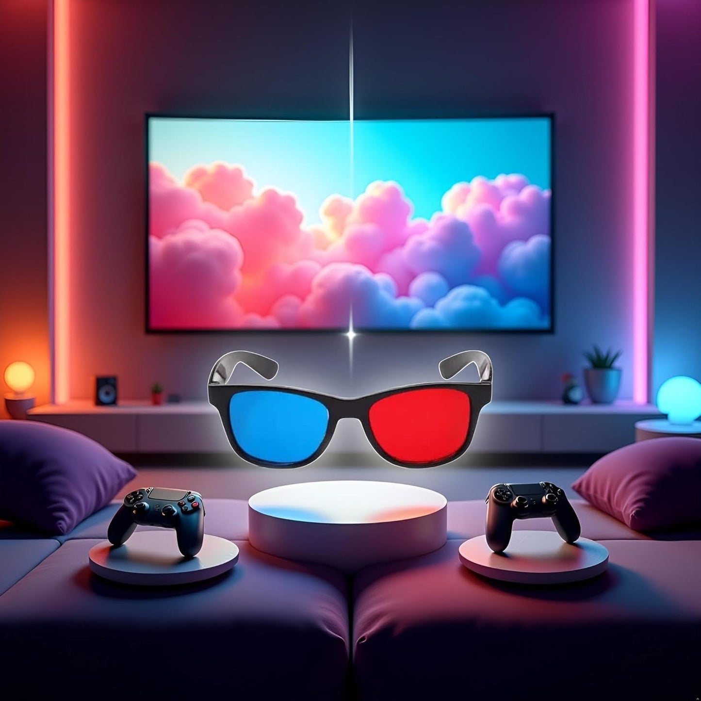 4Pcs Red and Blue 3D Glasses Universal TV Movie Dimensional Video Frame 3D Glasses DVD Game Glass 3D Style Glasses for 3D Movies Games,3D Viewing