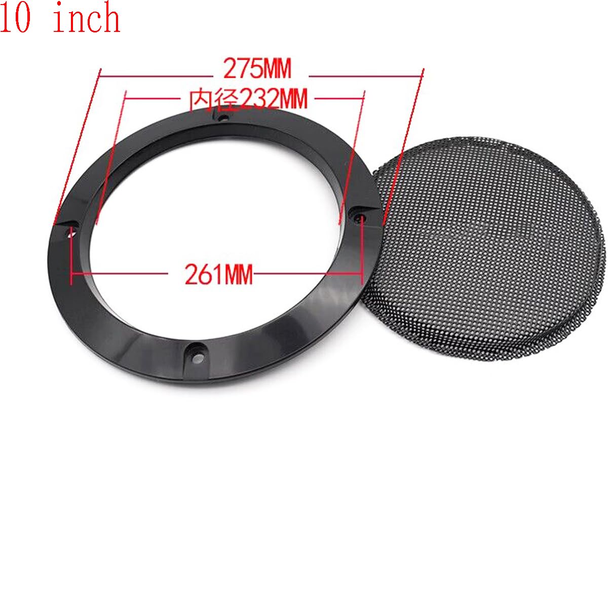 10" Universal Speaker Grille Mesh Cover, Round Decorative Ring Woofer Protection Grille Protective Cover for Cars Home Stereo DIY Accessories Black