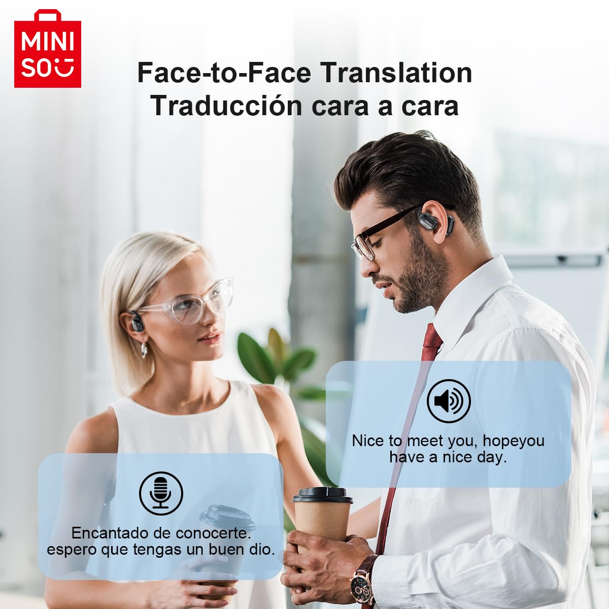 MINISO MS162 Translation Earbuds Real Time OWS Open Ear AI Translator Wireless Bluetooth Earphones Support 150 Languages Translator Earbuds Bluetooth…