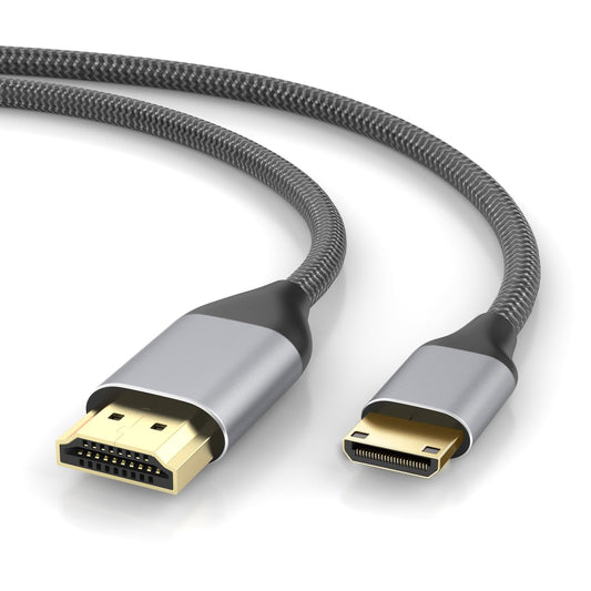 Cyberguys! Mini HDMI to HDMI 2.0 Cable, 4K 60Hz Ultra HD, 18Gbps High-Speed Bi-Directional Braided Cord w/Gold-Plated Connectors, Compatible