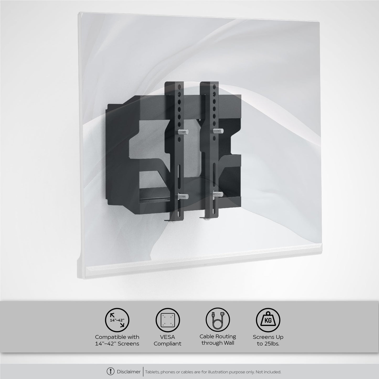 Low Profile TV Wall Mount - CTA TV Wall Mount with Compartment for PC or Console - for 14 to 42 inch LED LCD & Plasma TV’s and Monitors - VESA Bracket