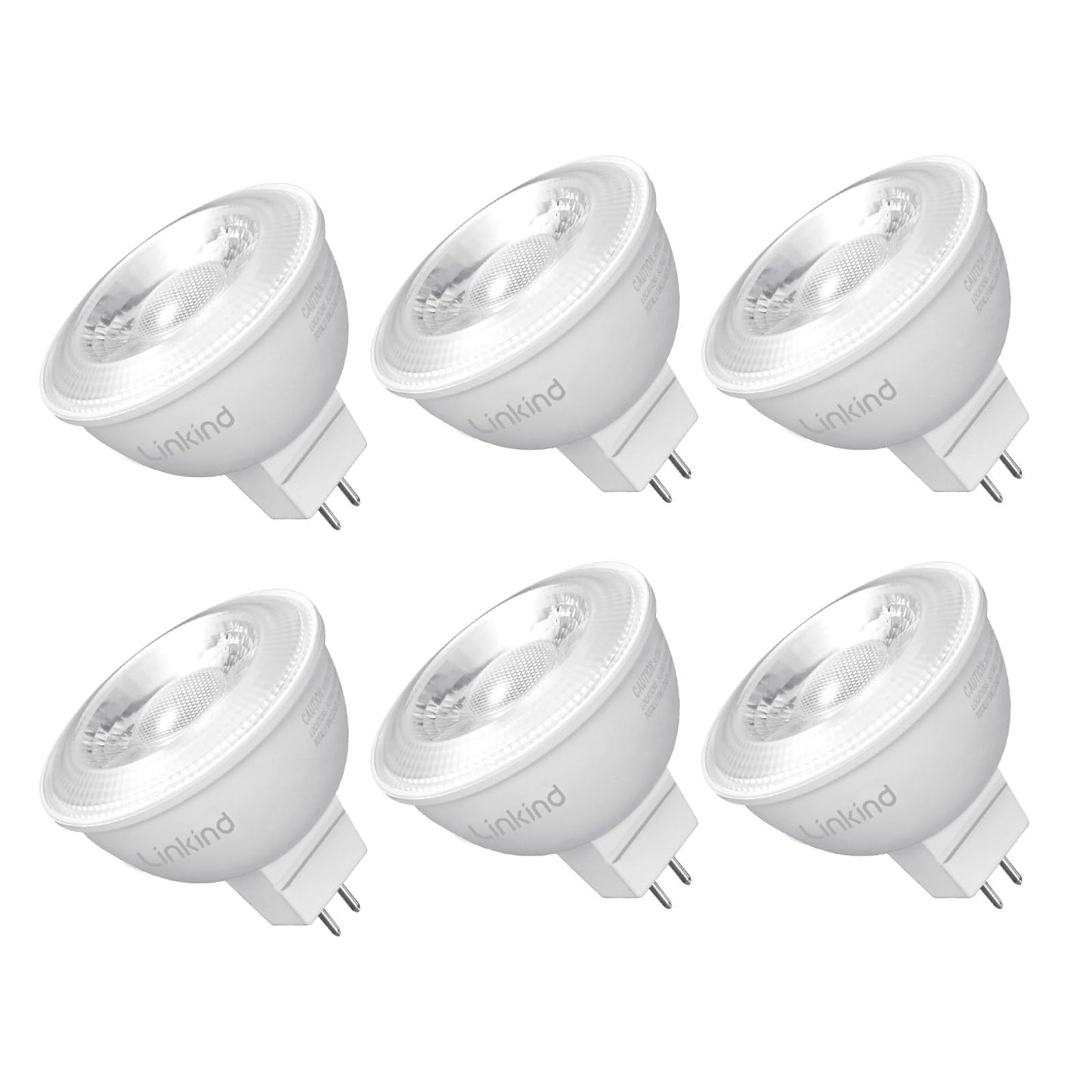 Linkind 6 Pack MR16 LED Bulbs Dimmable, 6.5W=70W 640lm 3000K GU5.3 Bi-Pin